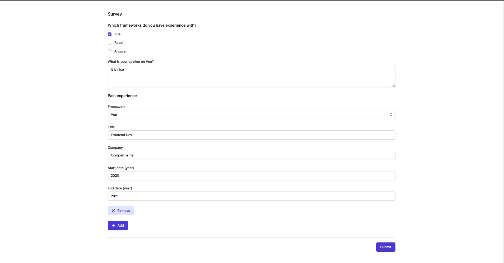 Dynamic Form Screenshot